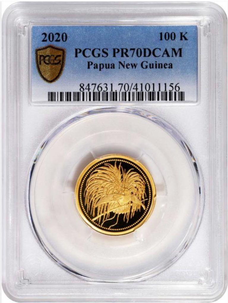 Read more about the article Only 400 coins minted! Papua New Guinea 2020 Gold 100 Kina PCGS 70 UC  Top Pop