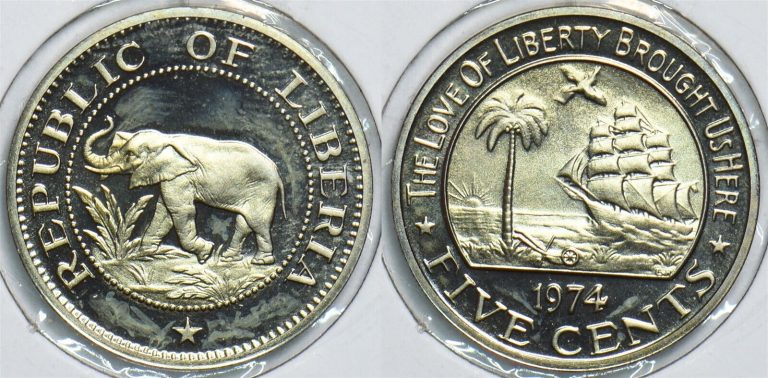 Read more about the article Liberia 1974 5 Cents Elephant animal Proof 198388 combine shipping