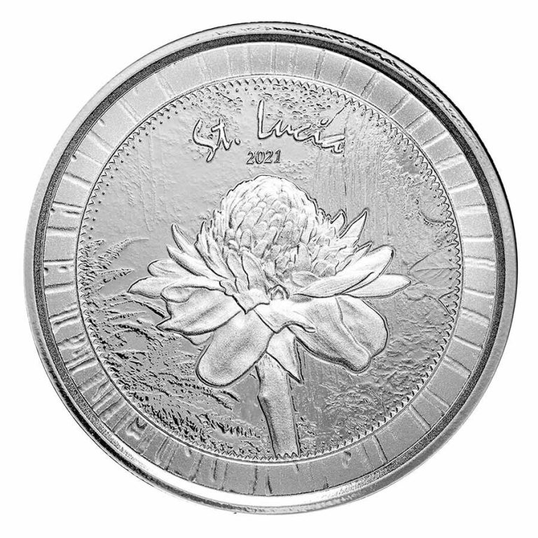 Read more about the article 2021 St. Lucia 1 oz Silver Botanical Gardens BU – SKU#249157