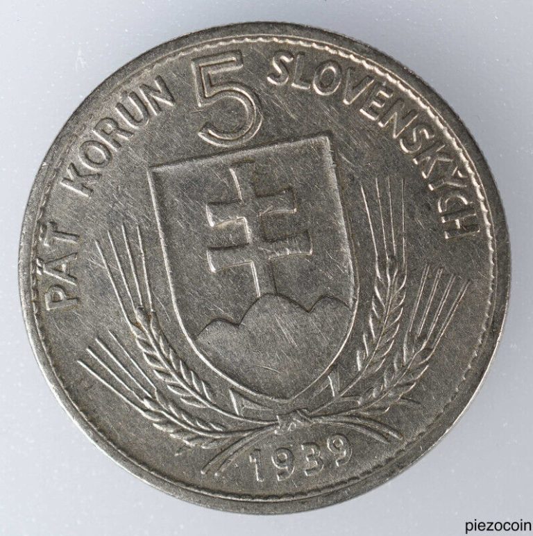 Read more about the article Slovakia 5 Koruns 1939  Coin  Double Cross  Shield  Inv#A676