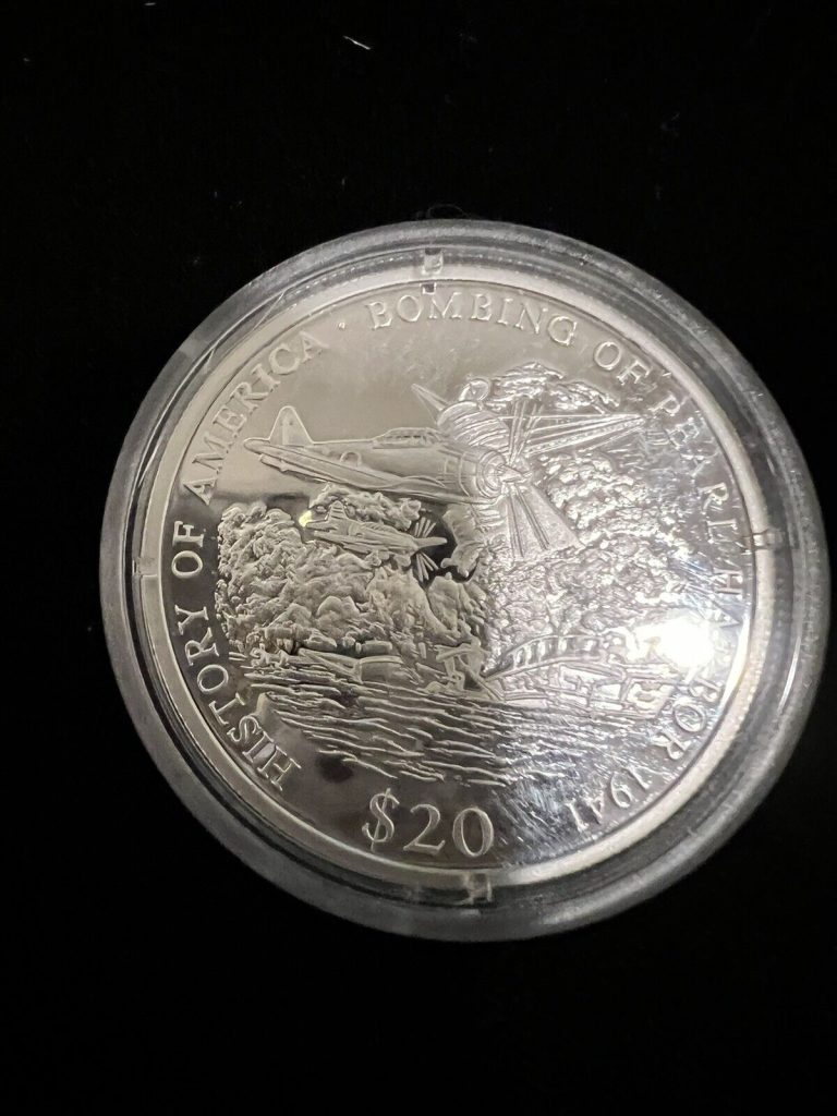 Read more about the article 2000 Liberia “Bombing of Pearl Harbor” $20 Dollars .999 Silver Proof 20 Gr