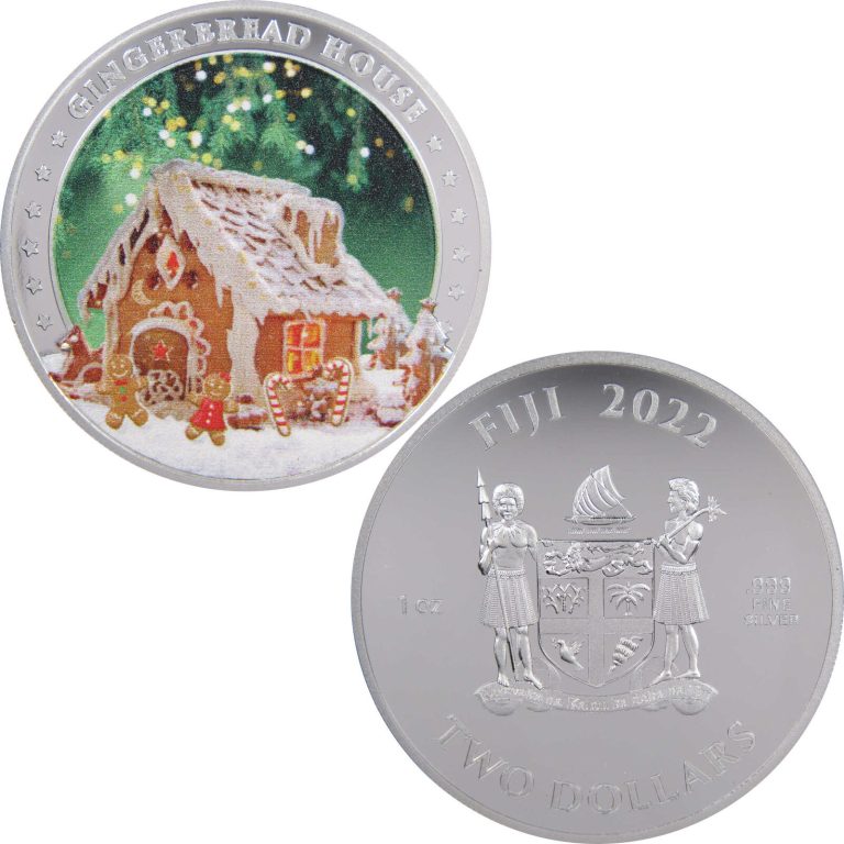 Read more about the article 2022 Fiji Gingerbread House 1 oz .999 Fine Silver $2 Colorized Proof-like Coin