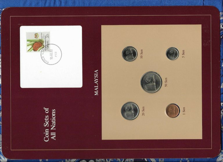 Read more about the article Coin Sets of All Nations Malaysia w/card UNC 1 20 50 Sen 1988 5 10 Sen 1982