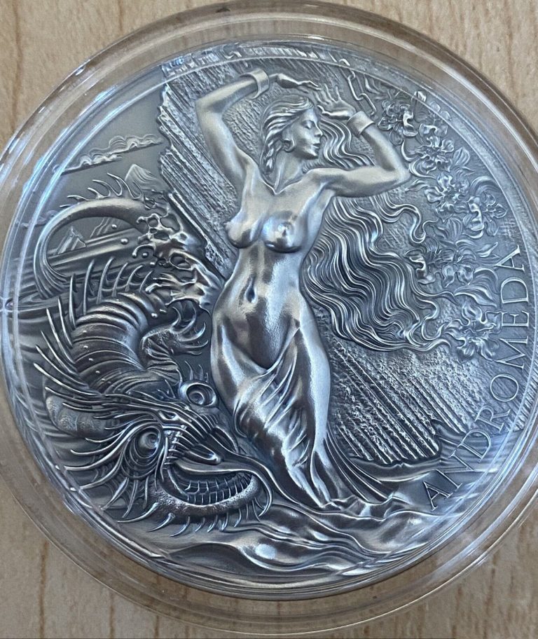 Read more about the article Andromeda and Sea Monster Celestial Beauty 2oz Silver Antique Coin Cameroon 2022