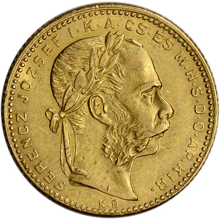 Read more about the article Hungary Gold 8 Forint/20 Francs .1867 oz Franz Joseph I Average Circ Random Date