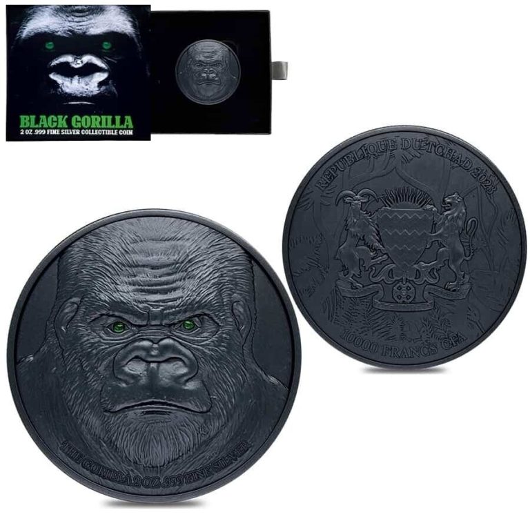 Read more about the article 2023 Chad 2 oz Silver Black Gorilla High Relief Coin .999 Fine (w/Box)