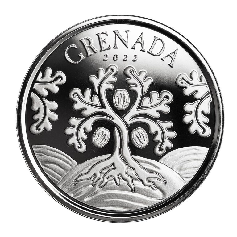 Read more about the article 2022 1 oz Silver EC8 Grenada Nutmeg Tree BU Coin – In Capsule