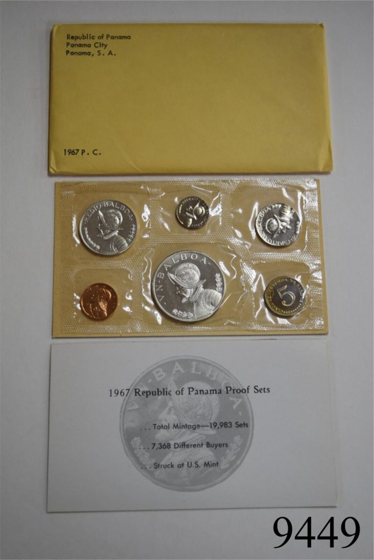 Read more about the article 1967 PANAMA Large CONQUISTADOR BALBOA Genuine Proof 6 Coin Set 2 Silver