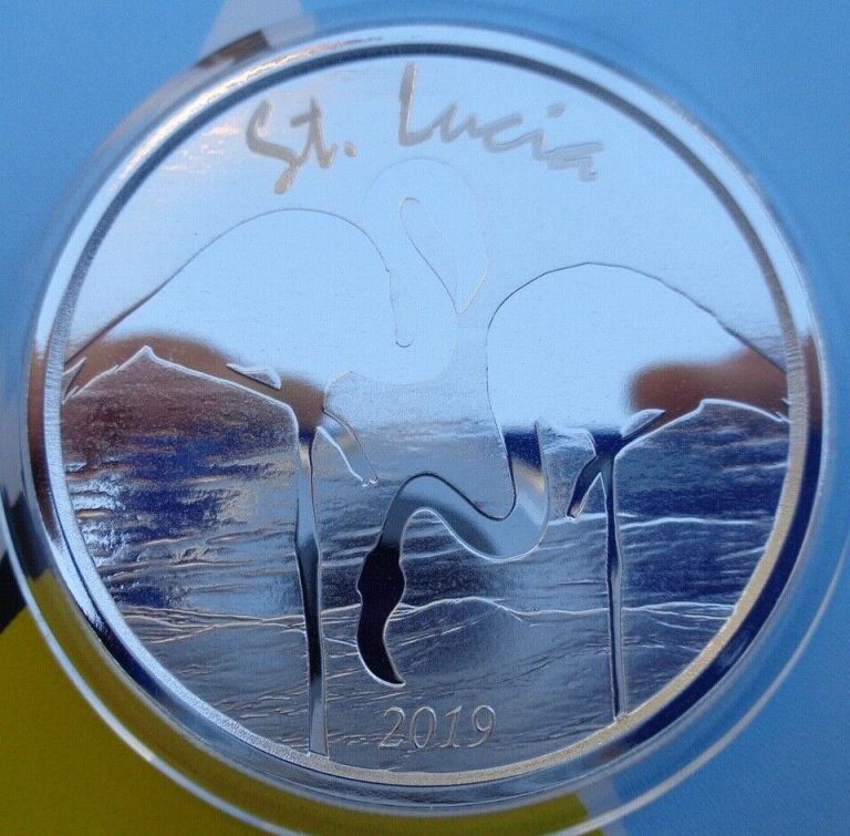 Read more about the article 2019 St. Lucia PINK FLAMINGO $2 silver BU coin .999 fine silver