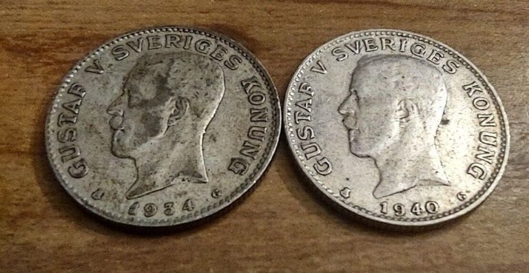 Read more about the article Two Vintage Swedish Silver Krona Coins 1934  1940