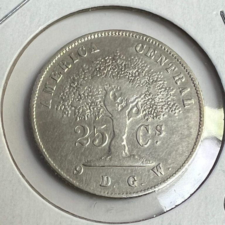 Read more about the article 1875 GW Costa Rica 25 Centavos silver  Cen. America Tree  KM#106  Scarce