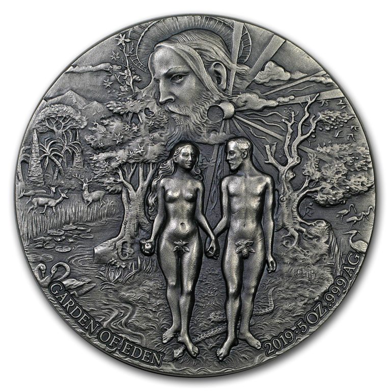 Read more about the article Benin  Garden of Eden  Adam and Eve (2019) 5oz Silver Coin (5000 Francs) Coin #2