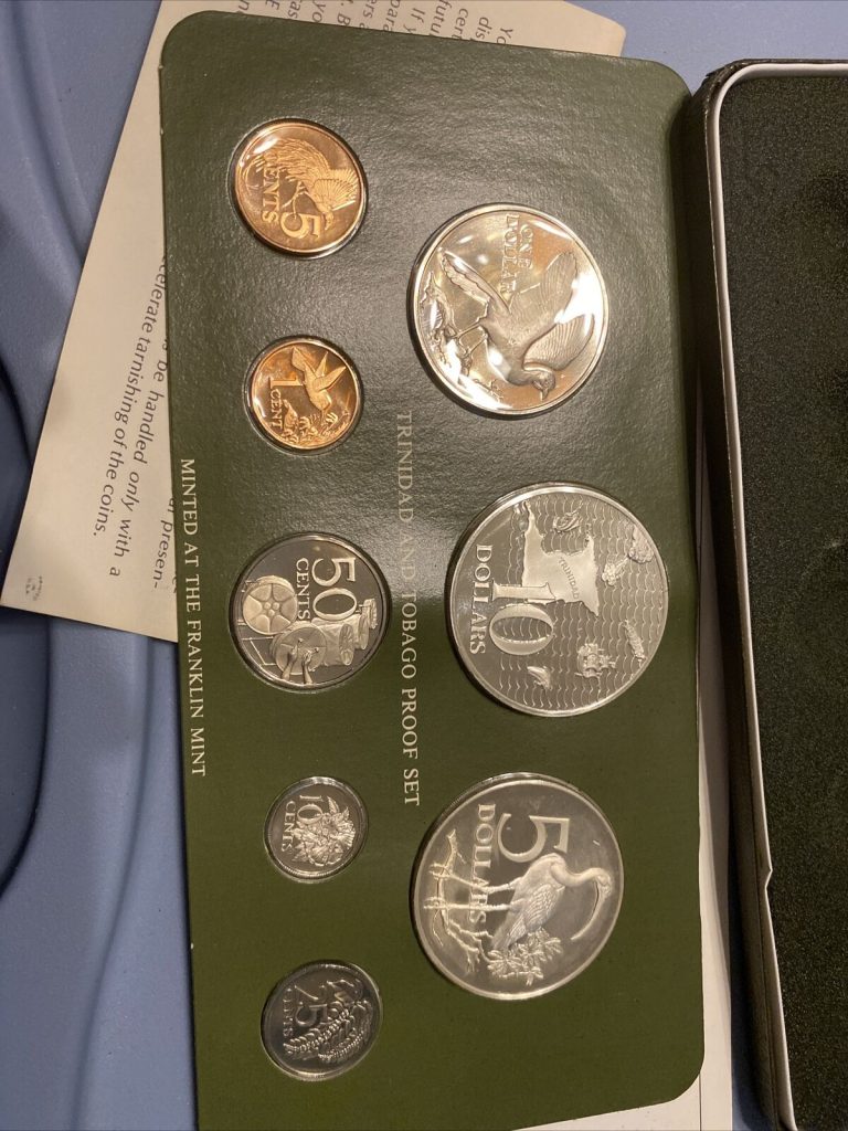 Read more about the article 1975 trinidad and tobago proof set  with 2 sterling silver coins Box And Coa