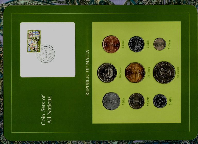 Read more about the article Coin Sets of All Nations Malta 1972 – 1982 2 and 3 Mils 1982 UNC 2 cent 1977