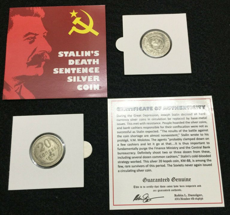 Read more about the article Stalin’s Death Sentence Silver Coin 20 kopek KM 88 COA and History and Album Inc.