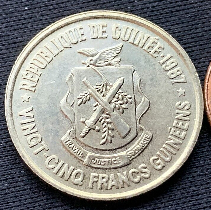 Read more about the article 1987 Guinea 25 Francs Coin UNC 1 Year Issue High Grade  #M325