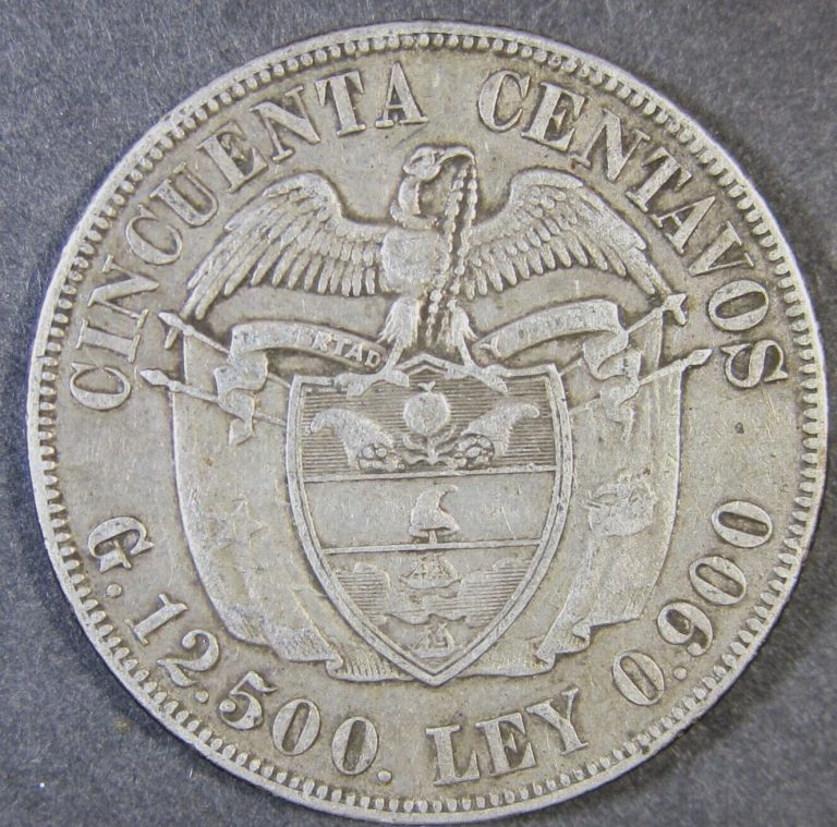 Read more about the article Colombia 1934  50 centavos SILVER  VF/XF (#2136)