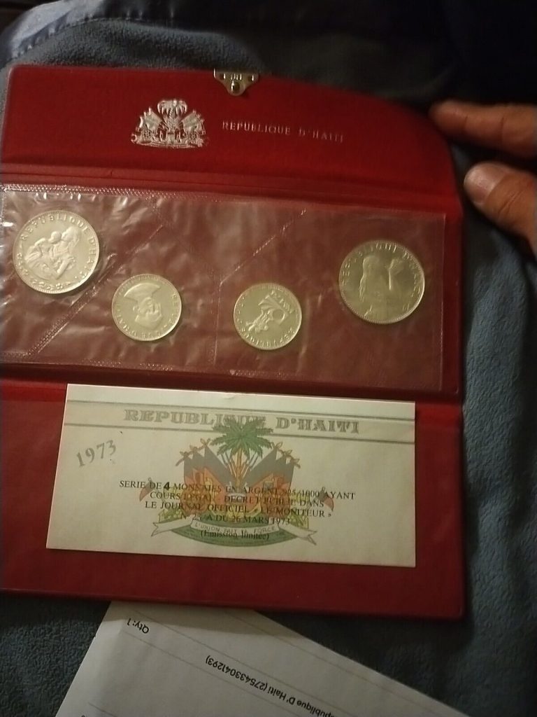 Read more about the article 1973 HAITI Woman Child 50 Gourdes Hatian Silver Proof Set of Four Coins i116596