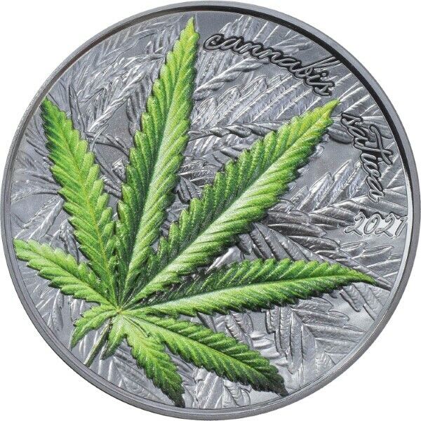 Read more about the article ​2021 Cannabis Sativa Black Proof 1oz Silver High Relief Concave Coin