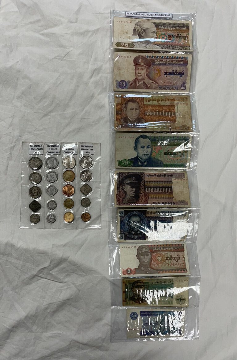 Read more about the article Vintage Burma Coin Lot Pyas Paper Money Kyats Myanmar Burmese Set Collection