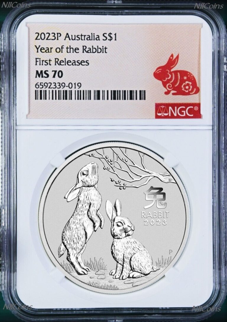 Read more about the article 2023 Australia 9999 Bullion Silver Lunar Year of the RABBIT NGC MS70 1oz $1 Coin