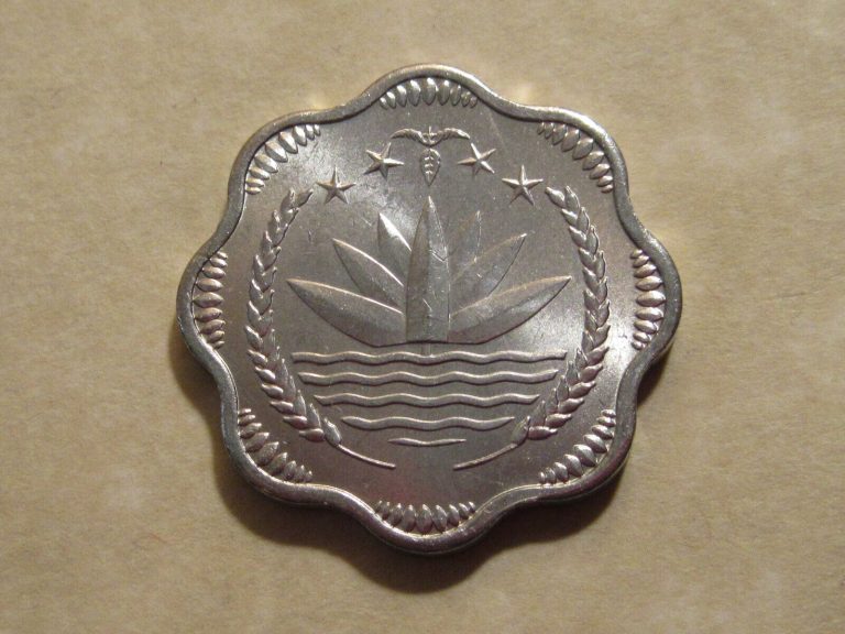 Read more about the article Bangladesh 10 Poisha F.A.O. series coin  Water Lily  farm tractor nice coins !!