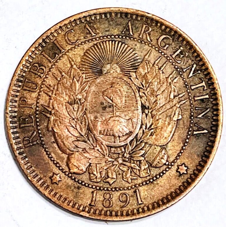 Read more about the article 1891 Argentina Bronze Coin 2 Centavos KM# 33 South America World Foreign Money