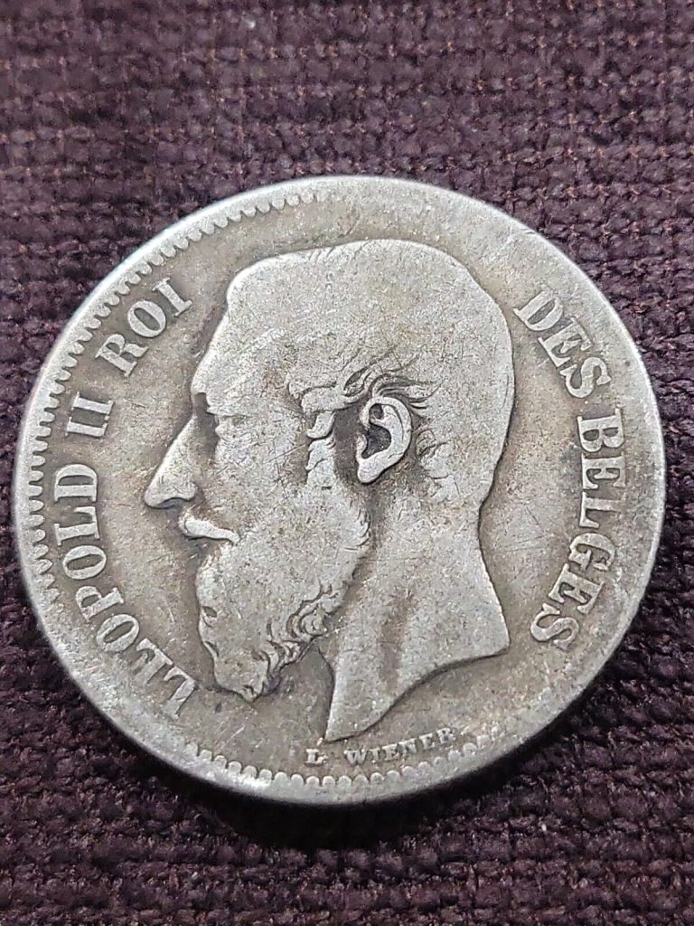 Read more about the article 1868 Belgium 2 Francs Leopold II Silver!