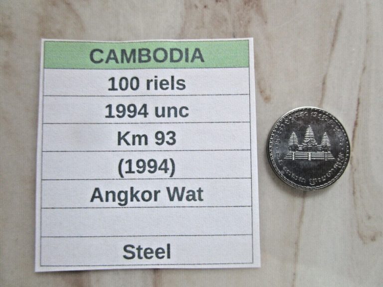 Read more about the article CAMBODIA  100 riels  1994 unc  Km 93 (1994)  Steel