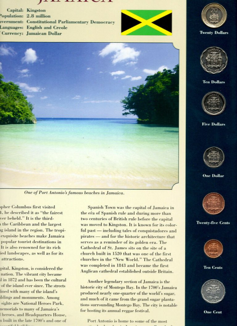 Read more about the article Coins from Around the World Jamaica 1996-2006 BU UNC $20 2001 $10 2005 $5 1996