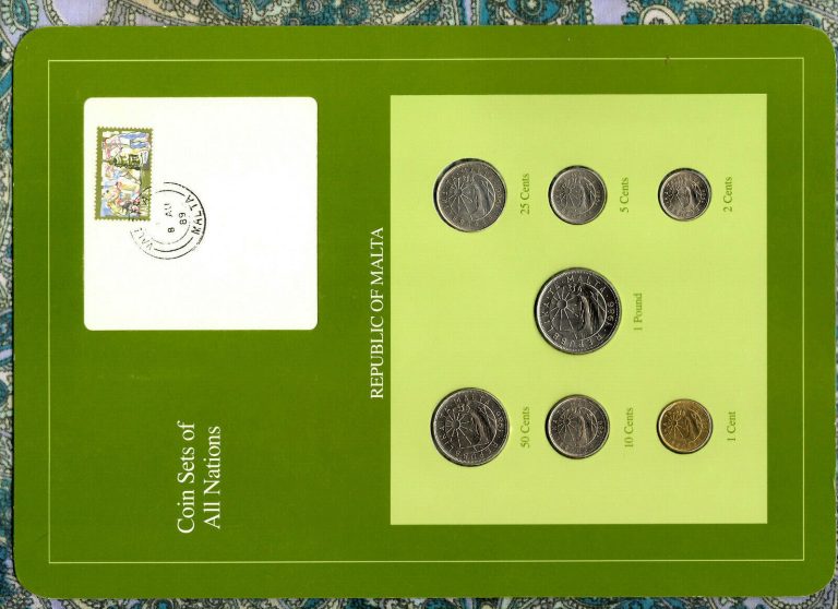 Read more about the article Coin Sets of All Nations Malta UNC 1 Pound  50 25 10 5 2 1 cents 1986 Boat theme