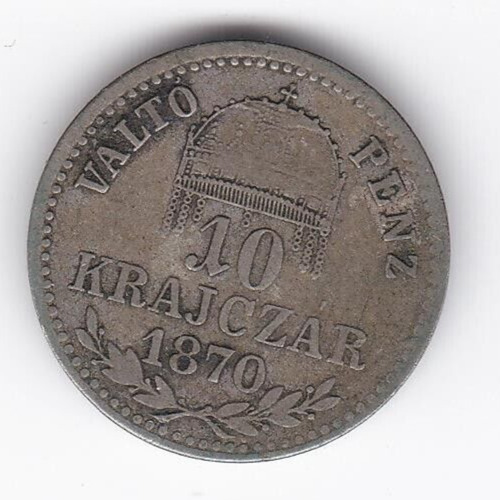 Read more about the article 1870 Hungary 10 Krajczar SILVER Coin