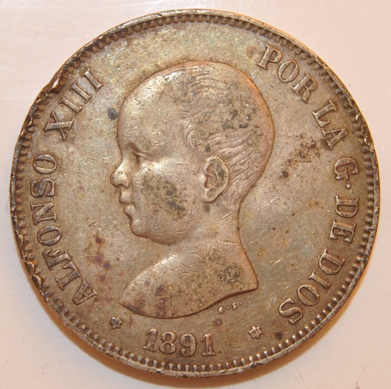 Read more about the article 1891 Spain  Silver 5 Pesetas