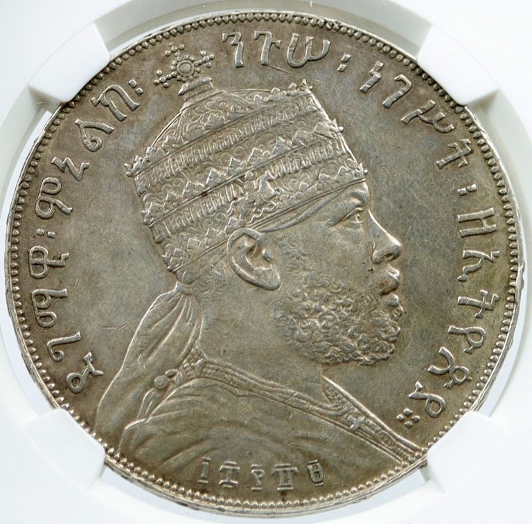 Read more about the article 1889 ETHIOPIA Emperor Menelik II I JUDEA LION 0.7oz Silver Birr Coin NGC i117854