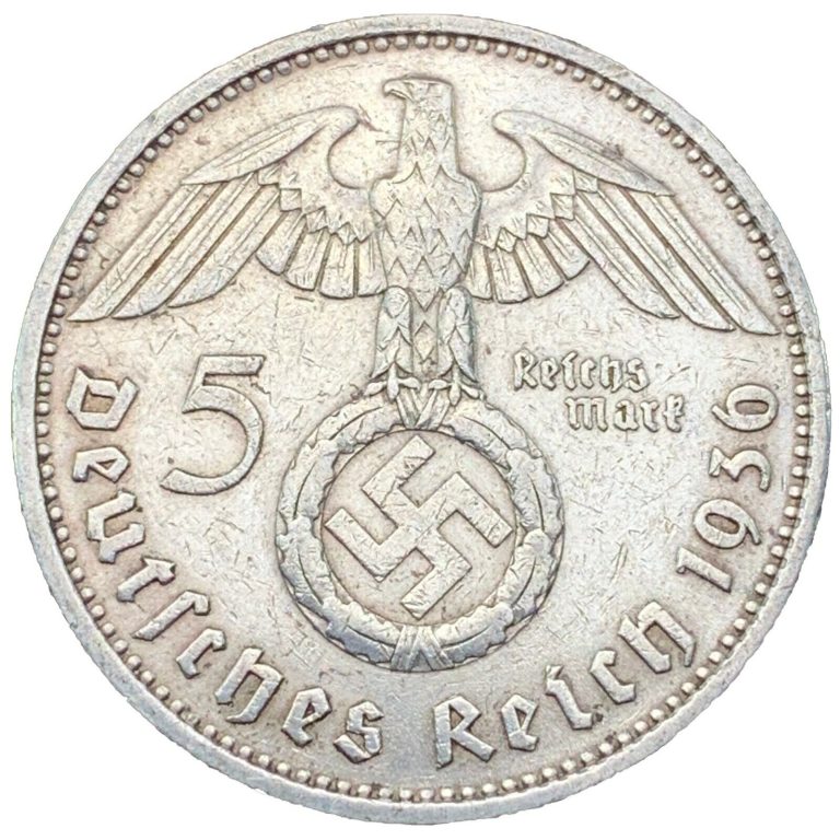 Read more about the article Rare Third Reich WW2 German 5 Reichsmark Hindenburg Silver Coin