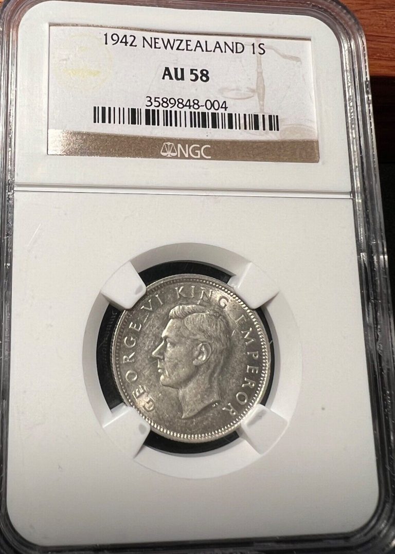 Read more about the article New Zealand 1942 Shilling.  NGC AU 58