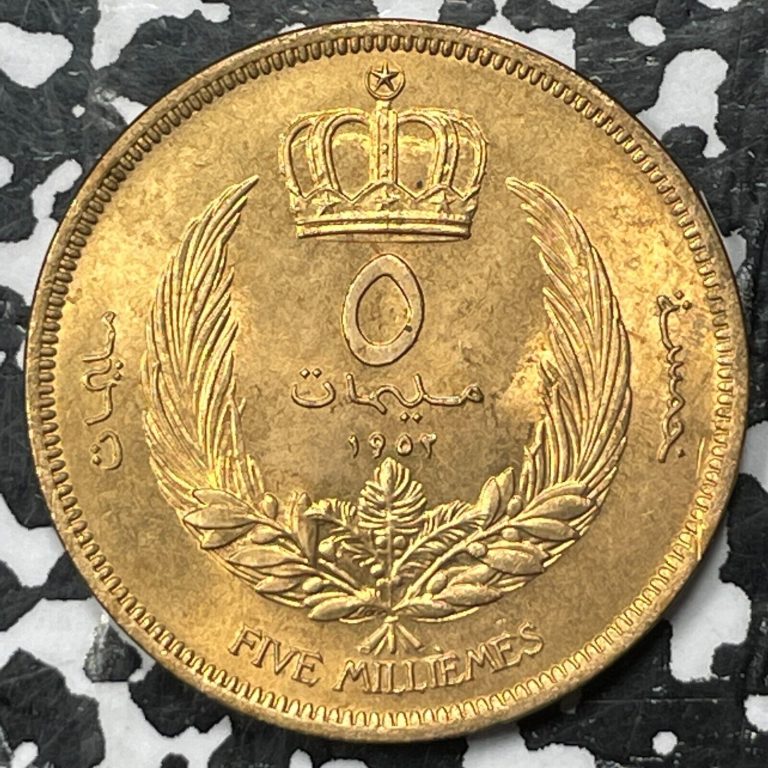 Read more about the article 1952 Libya 5 Milliemes (21 Available) High Grade! Beautiful! (1 Coin Only)