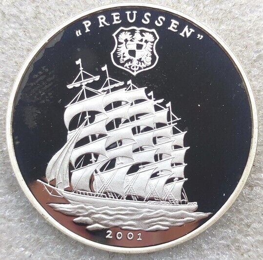 Read more about the article Togo 2001 Imperial German Sailing Ship 1000 Francs Silver Coin Proof