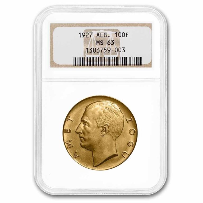 Read more about the article 1927-R Albania Gold 100 Franga MS-63 NGC (No Stars) – SKU#248634