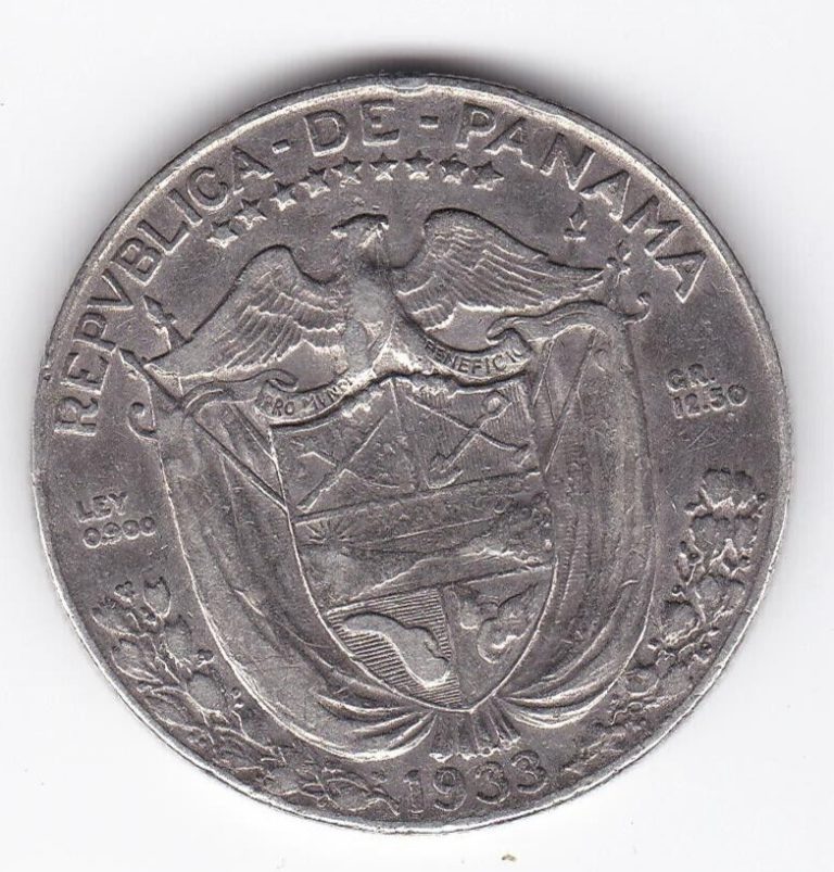 Read more about the article 1933 Panama 1/2 Balboa larger SILVER Coin  low mintage better grade  some luster