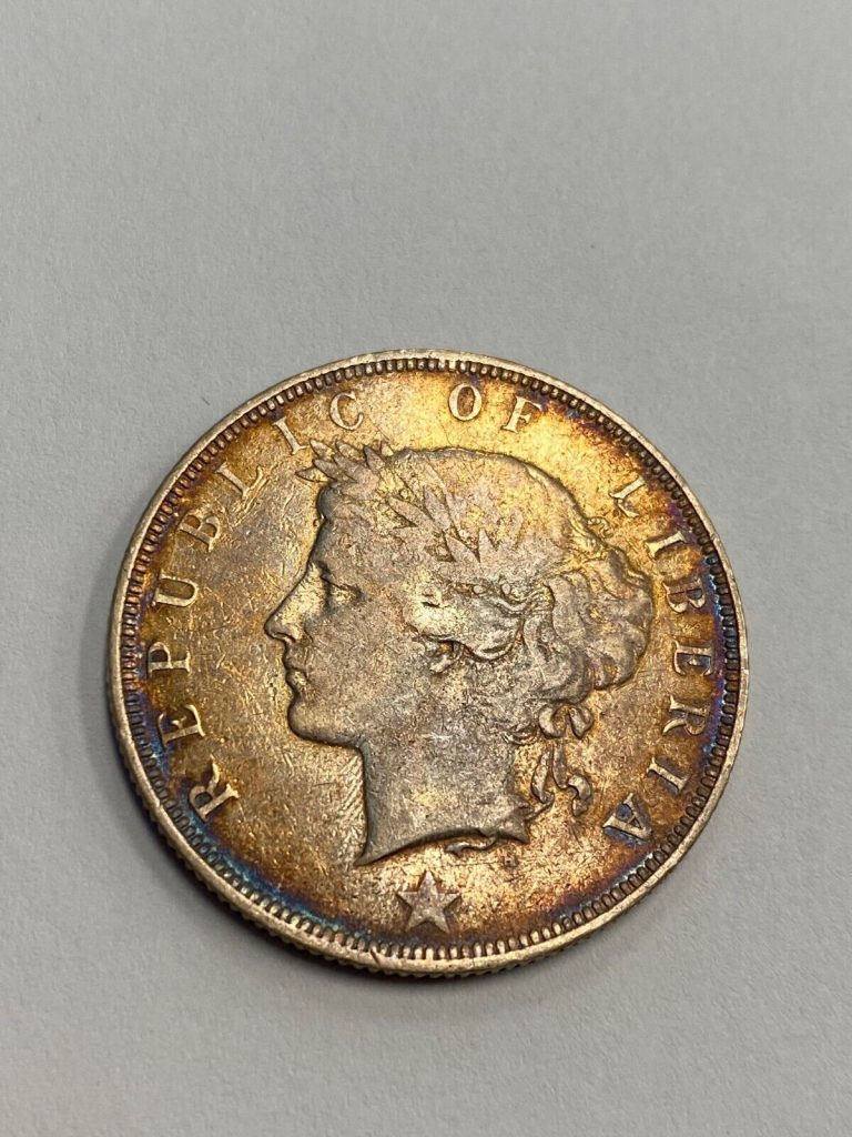 Read more about the article 1906 Liberia 50 Cents Silver Coin Xf Details Low Mntg 24k Nicely Toned Scarce