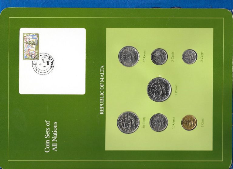 Read more about the article Coin Sets of All Nations Malta UNC 1 Pound  50 25 10 5 2 1 cents 1986 Boat theme