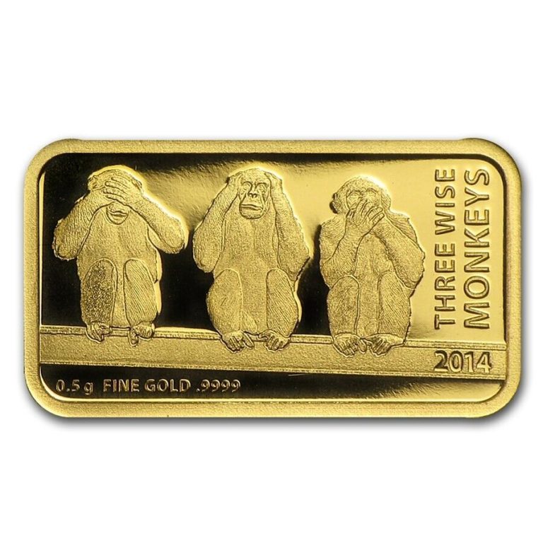 Read more about the article .5 gram .999 Fine Gold Three Wise Monkeys 2014 Tanzania 1500 Shilling VERY RARE