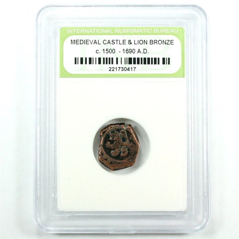 Read more about the article Medieval Bronze Nummis Coin with Clear Lion and Castle c. 1500 – 1690s AD st6730