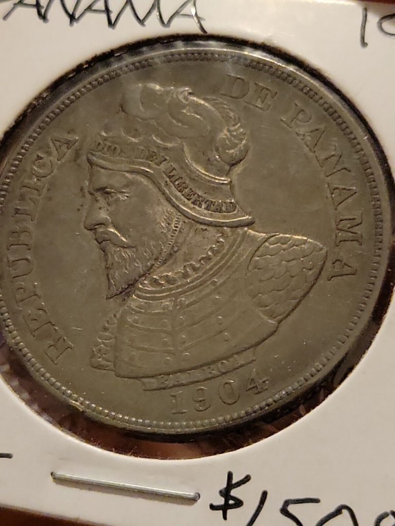 Read more about the article 1904 Panama 50 Centesimos 90% Silver Dollar coin KM5