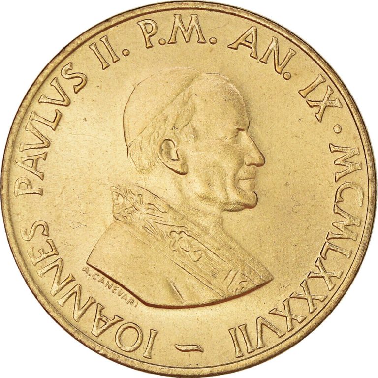 Read more about the article Coin  VATICAN CITY  John Paul II  20 Lire  1987  MS  Aluminum-Bronze