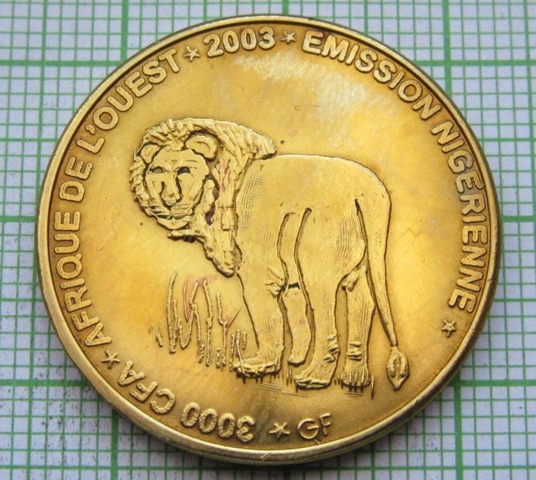 Read more about the article NIGER 2003 2 AFRICA or 3000 CFA COIN  LION  IDAO COINAGE