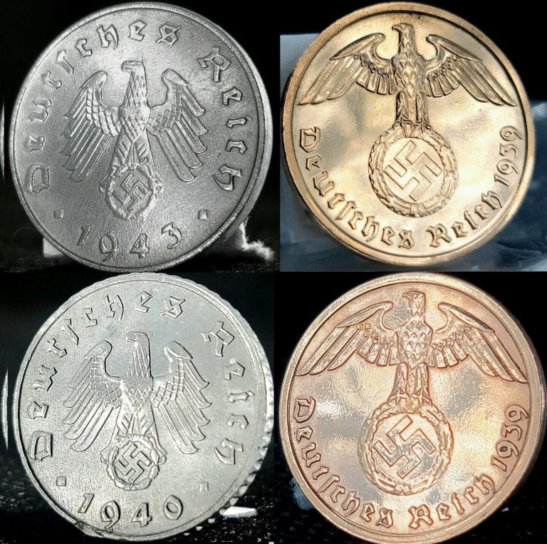 Read more about the article **4 Coin Collection** Third Reich Germany Genuine WW2-Era Reichspfennig Coins