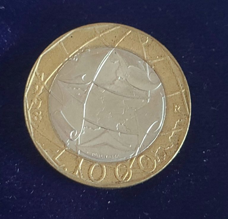 Read more about the article Vintage COINS MONEY Italian 1000 LIRA COIN 1998 United Germany Map