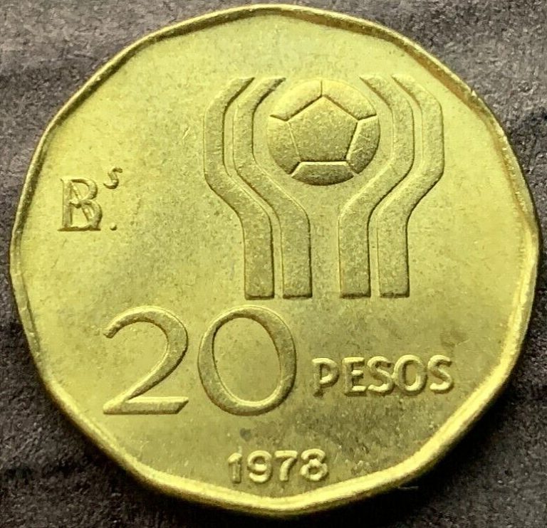 Read more about the article 1978 Argentina 20 Pesos Coin BU  Soccer Championship ( 2 Million Minted ) #K2375